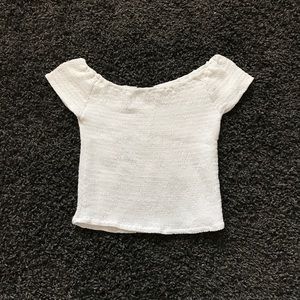 Brandy Melville white smocked off the shoulder top